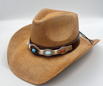 Unisex 13 Western Printed Straw Cowboy Hat front view