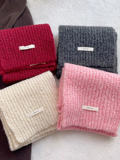 Unisex Cozy Knitted Winter Scarf — 47.2-Inch — red gray pink and cream knitted scarves displayed together