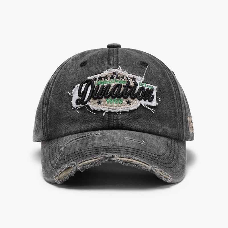 Unisex Distressed Embroidered Washed Cotton Baseball Cap