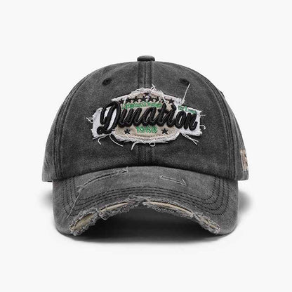 Unisex Distressed Embroidered Washed Cotton Baseball Cap