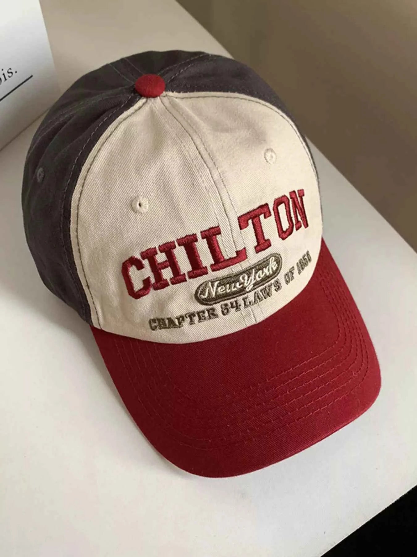 Rust embroidered cotton baseball cap front view