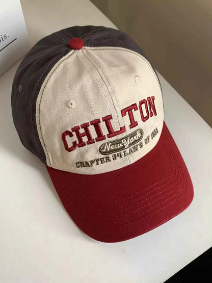 Rust embroidered cotton baseball cap front view