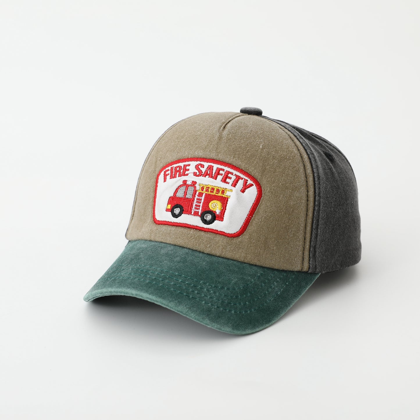 Kids retro baseball cap curved brim detail