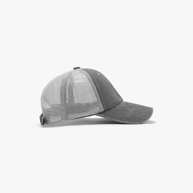 Breathable mesh baseball cap crown ventilation close-up
