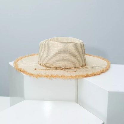 Frayed brim straw hat image 4