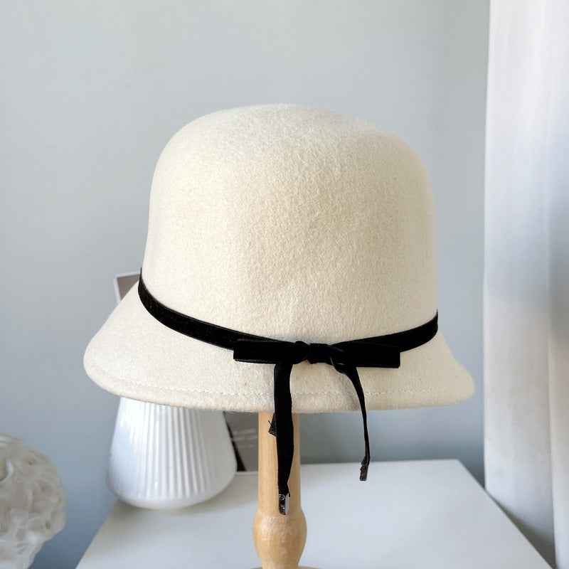 Women’s Wool Bow Felt Winter Cloche Hat