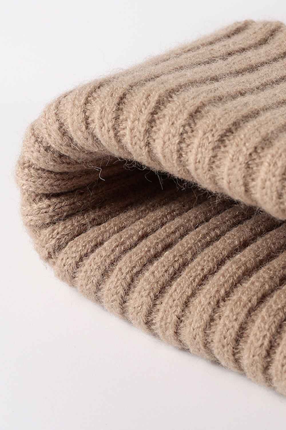 Steel gray HAPPY contrast beanie front view