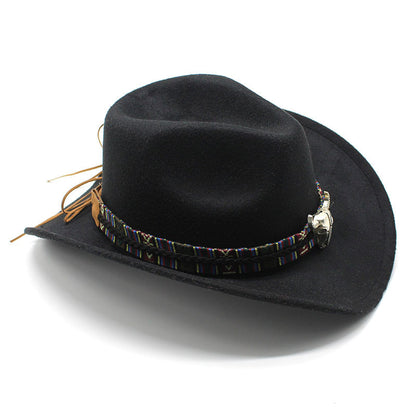 Unisex western felt wide brim cowboy hat - product photo 5