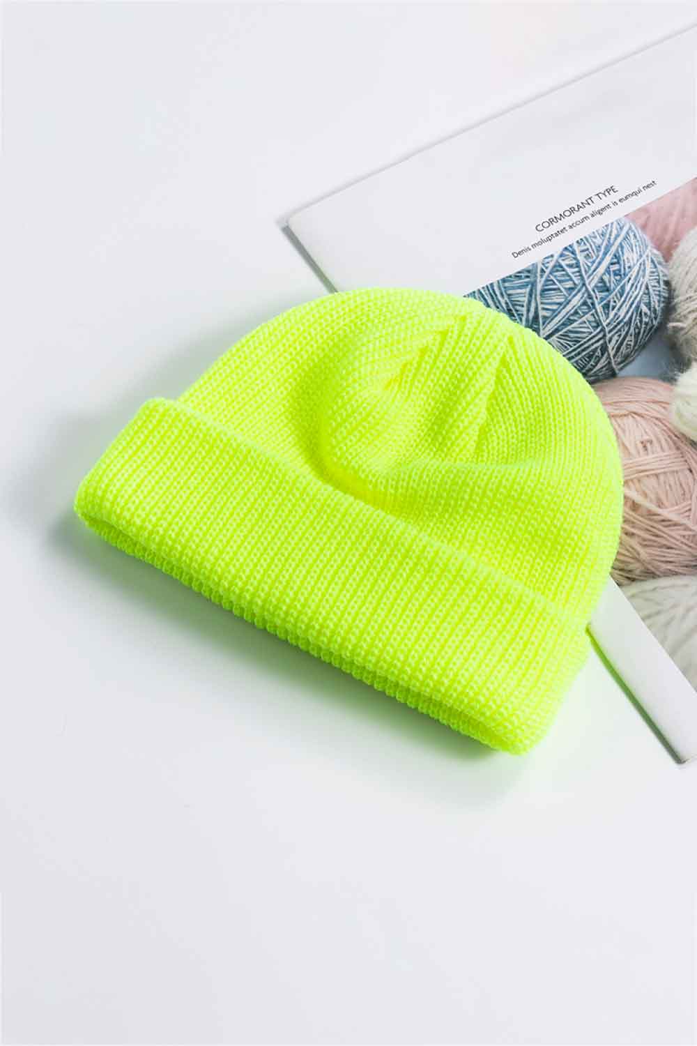 Gray rib-knit cuff beanie neutral studio view