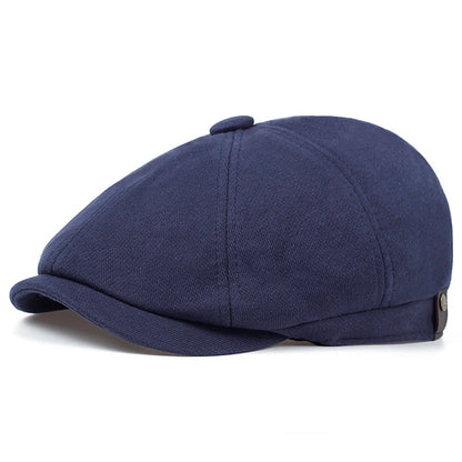 Men's flat cap curved peak close-up