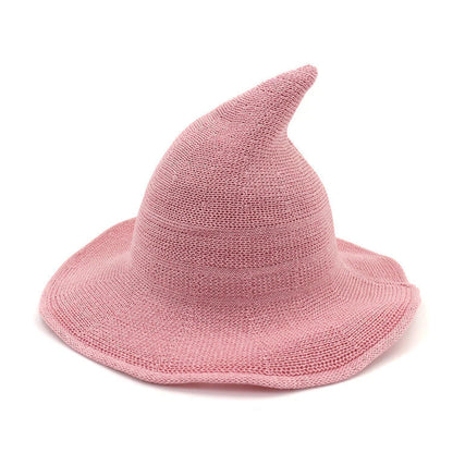 Women's Cotton Wide Brim Halloween Witch Hat - Dark Blue side angle