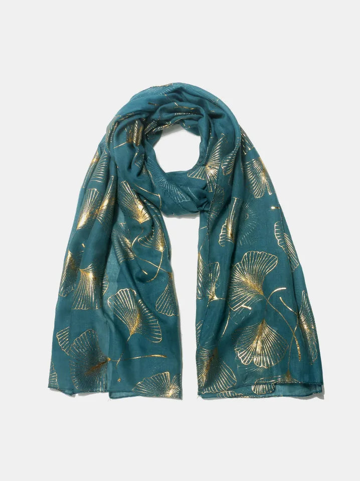 Ginkgo leaf print scarf - product photo 3