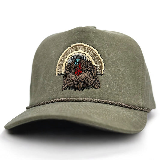 Old School Hats olive Turkey Embroidered Hat with a curved brim