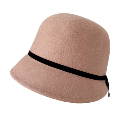 Khaki bow cloche hat product angle