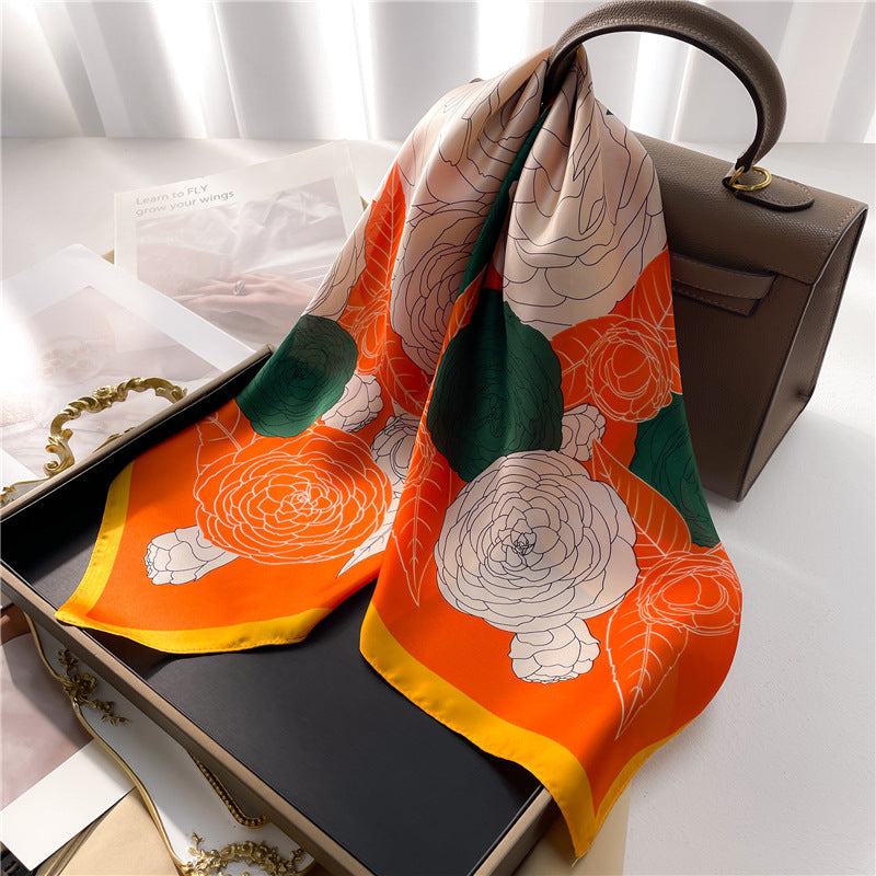 Women's floral print square scarf - product photo 5