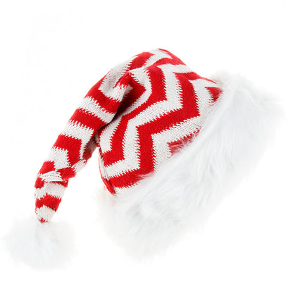 Unisex Red & Green Knit Christmas Hat - Red brim profile