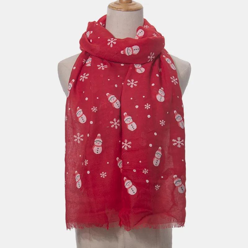Snowman fringe Christmas scarf - product photo 1