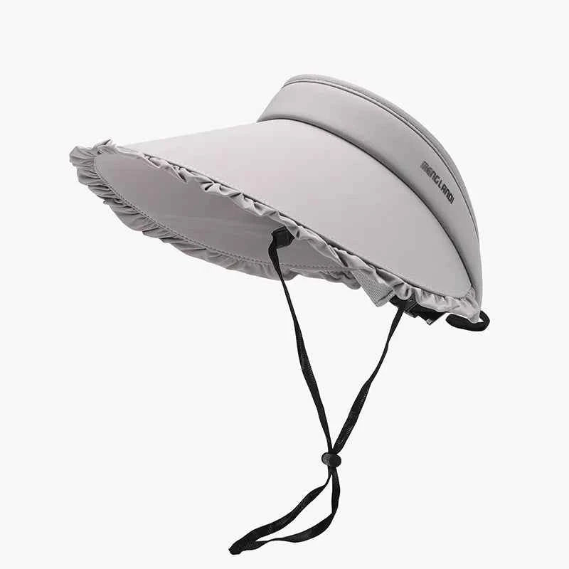Ivory frill sun hat wide brim studio angle
