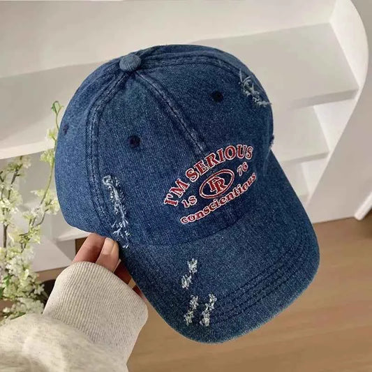 Unisex heritage crest distressed baseball cap - dark blue front