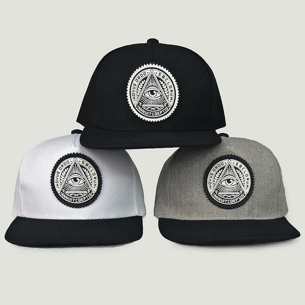 Unisex Embroidered Eye Flat Brim Snapback Caps product photo 1