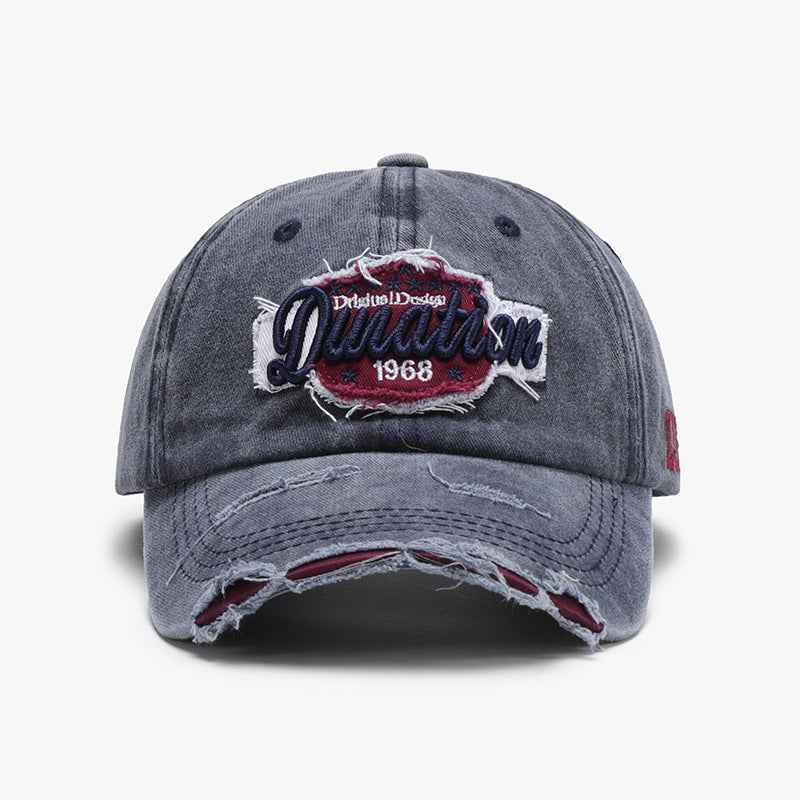 Unisex Distressed Embroidered Washed Cotton Baseball Cap
