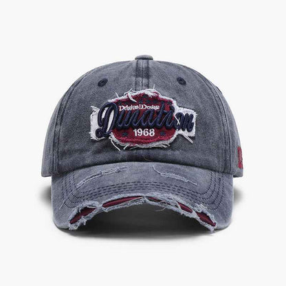 Unisex Distressed Embroidered Washed Cotton Baseball Cap