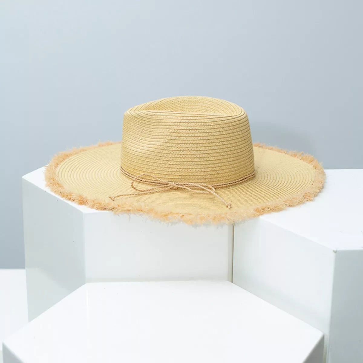 Frayed brim straw hat image 3
