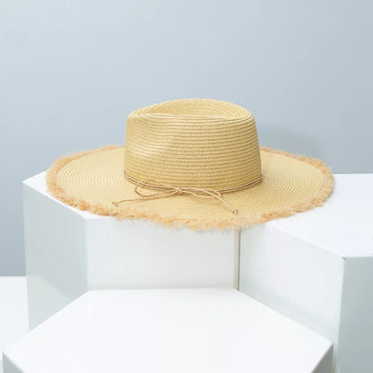 Frayed brim straw hat image 3