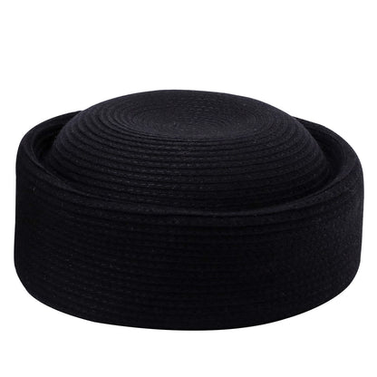 Brown round-top pillbox hat close product view