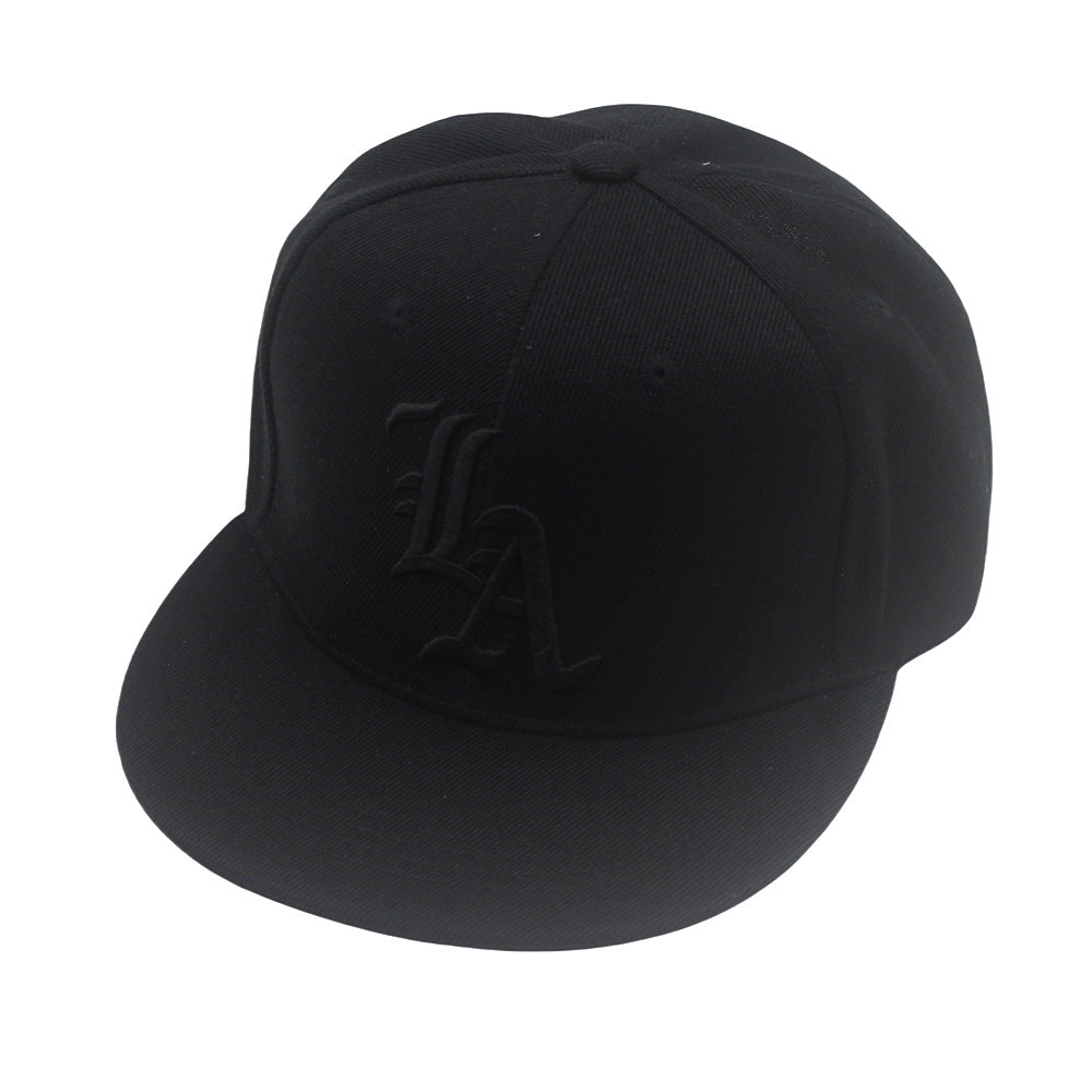 Unisex Navy Blue "LA" Embroidered Flat Brim Snapback Cap premium product view