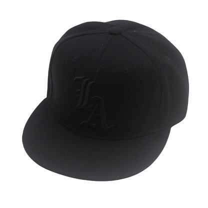 Unisex Navy Blue "LA" Embroidered Flat Brim Snapback Cap premium product view