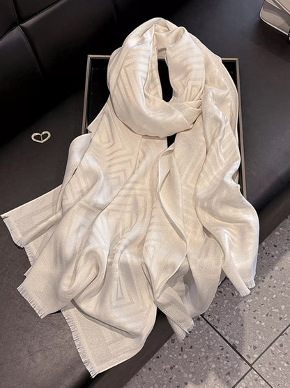Unisex Raw Hem Lightweight Scarf in Matcha - front view 19