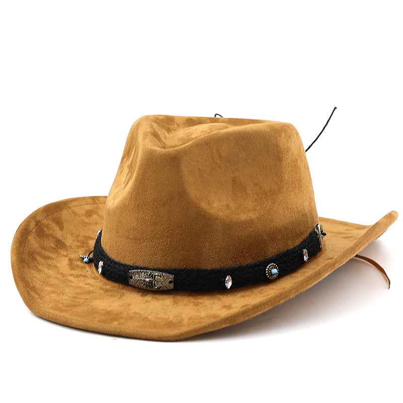 Unisex Studded Faux Suede Western Cowboy Hat