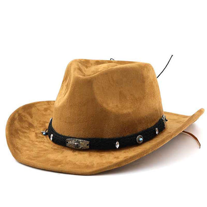 Unisex Studded Faux Suede Western Cowboy Hat