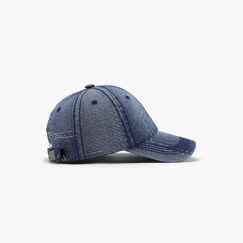 Dark adjustable cotton cap side profile