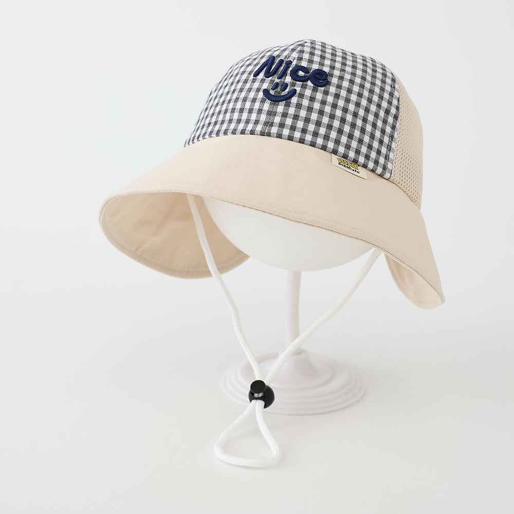 Kids Embroidered Gingham Bucket Hats