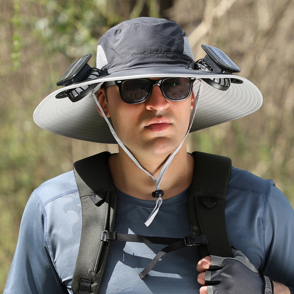 Solar rechargeable dual-fan sun hat product photo