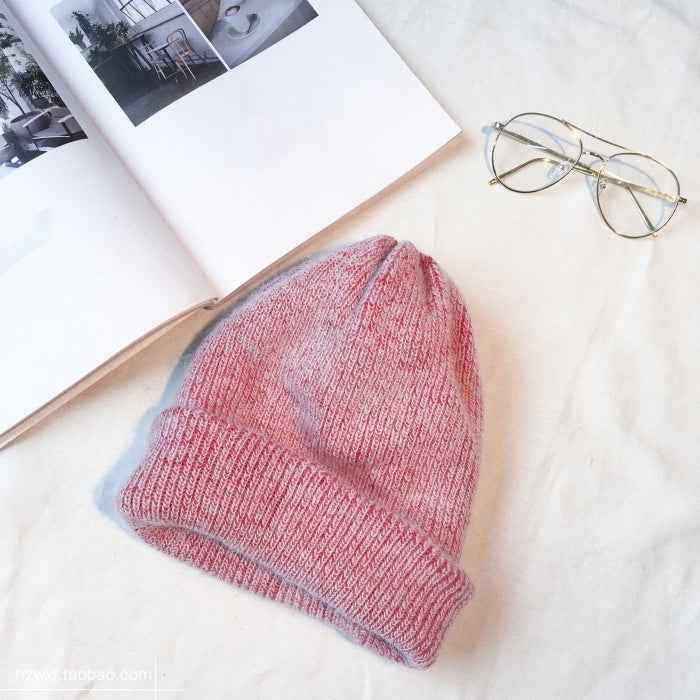 Unisex Rabbit Wool Ribbed Winter Beanies