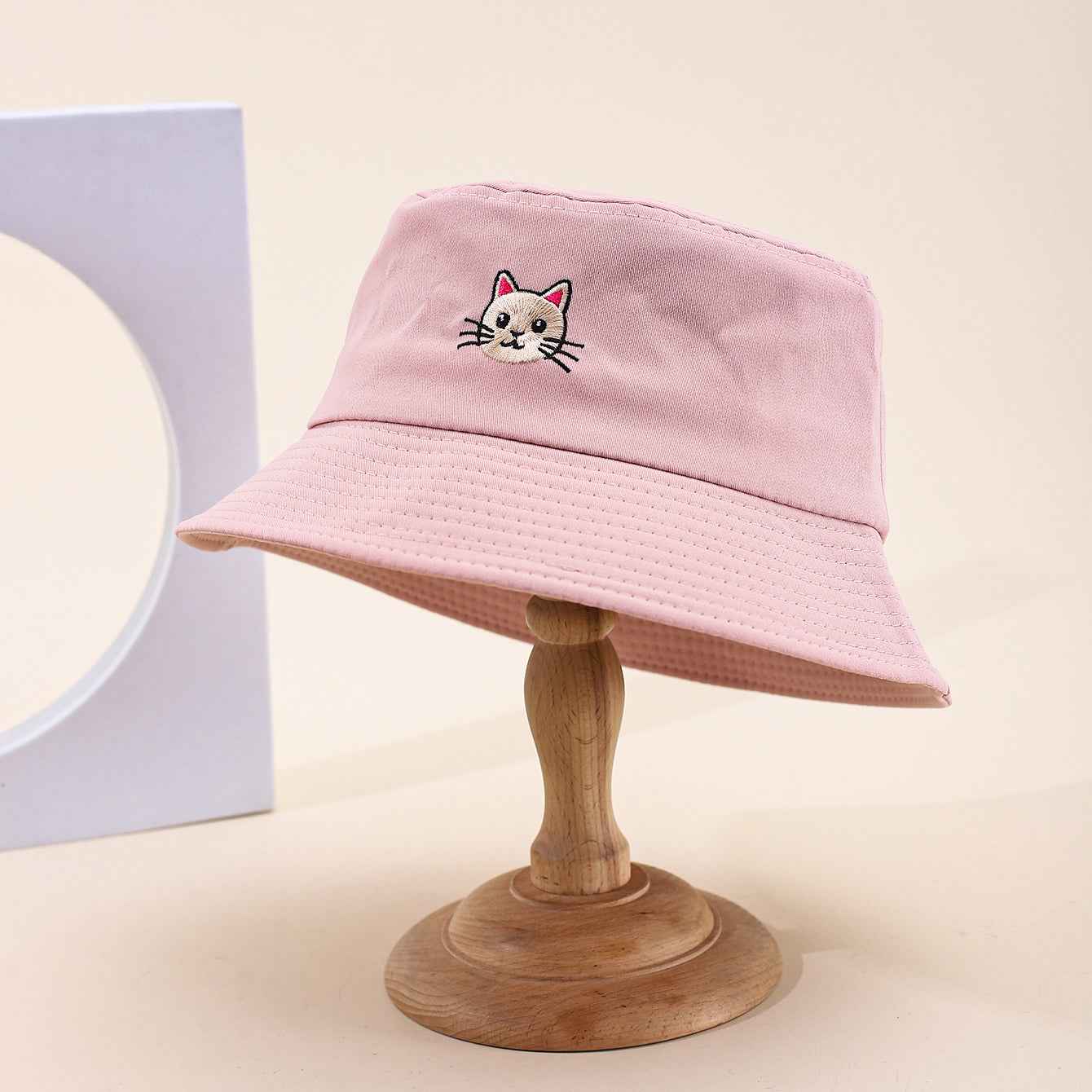 Women's Cat Embroidered Soft Bucket Hat