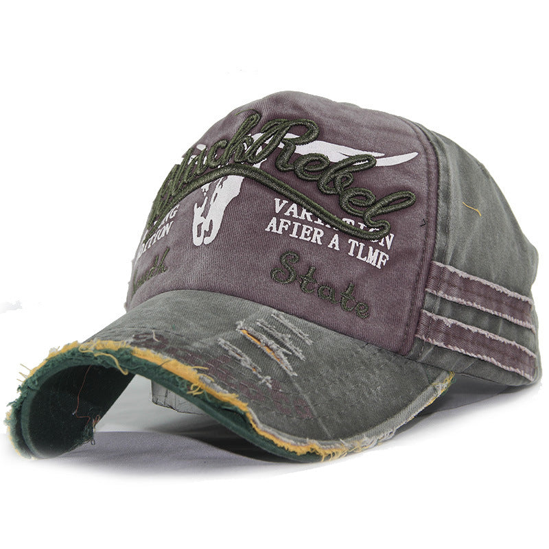 Washed Bull Head Embroidered Baseball Cap