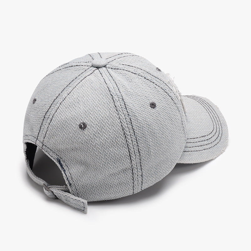 Unisex Blue Boston Embroidered Distressed Cotton Baseball Cap color option