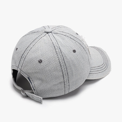 Unisex Blue Boston Embroidered Distressed Cotton Baseball Cap color option