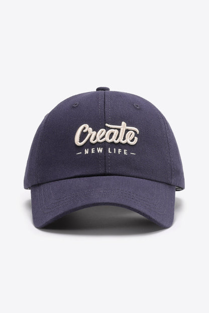 Cotton baseball cap embroidered slogan detail