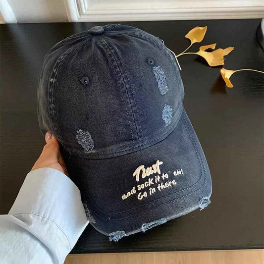 Trust Quote Distressed Embroidered Baseball Cap