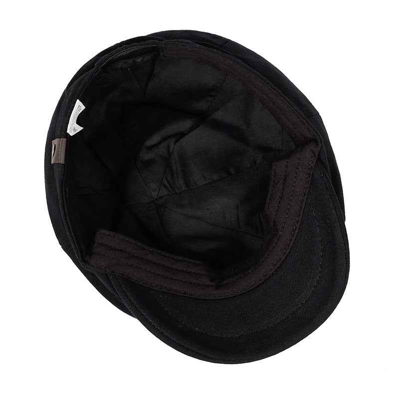 Dark gray cotton newsboy flat cap front view