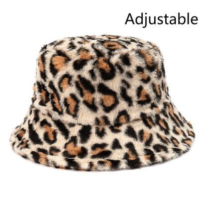 Unisex faux fur animal print bucket hat - product photo 11