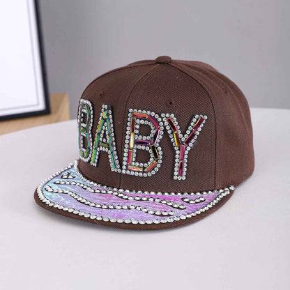 Unisex Rhinestone Baby Flat Brim Snapback Cap