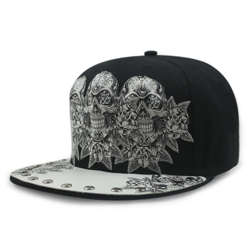 Hip hop skull snapback adjustable fit view