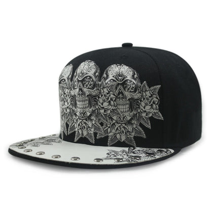 Hip hop skull snapback adjustable fit view