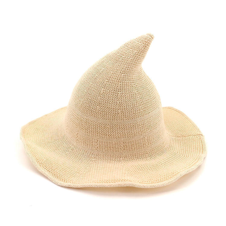 Women's Cotton Wide Brim Halloween Witch Hat - Black front view